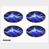 Blauer Blitz oder Strom Ovaler Aufkleber (Blatt)