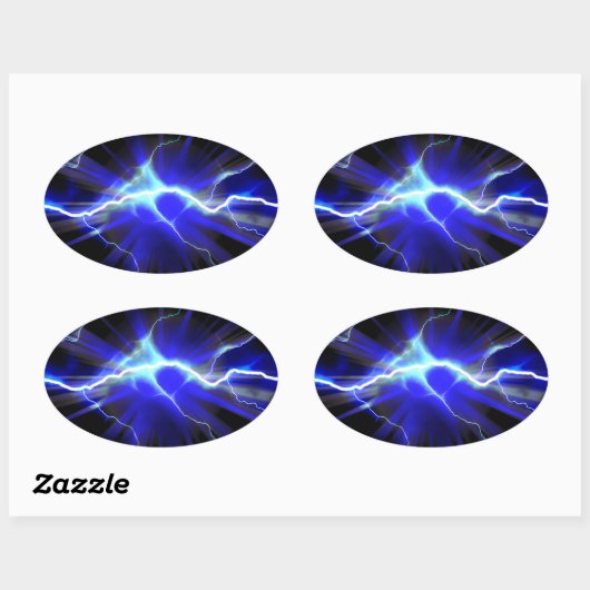 Blauer Blitz oder Strom Ovaler Aufkleber (Blatt)