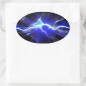 Blauer Blitz oder Strom Ovaler Aufkleber (Tasche)