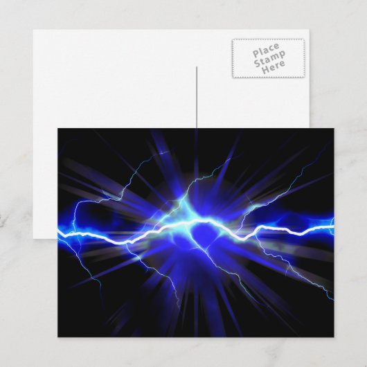 Blauer Blitz oder Strom Postkarte (Vorne/Hinten)