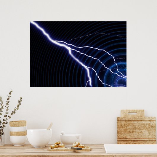 Blauer Blitz Poster (Küche)