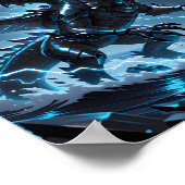 Blauer Blitz, Schwarzer Drache, Sturm-Fantasie Poster (Ecke)