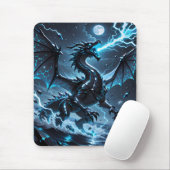 Blauer Blitz Schwarzer Drache Sturm Fantasy Gaming Mousepad (Mit Mouse)