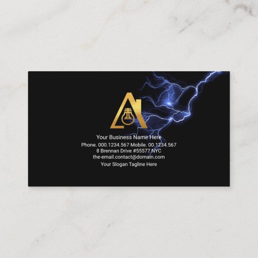 Blauer Blitz Strikes Elektrischer Dienst Visitenkarte (Rückseite)