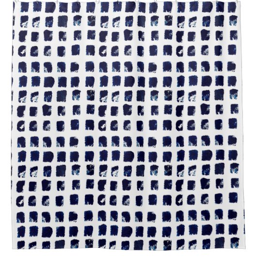 Blauer Block Abstraktes Muster Duschvorhang (Vorderseite)