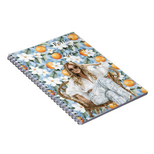 Blauer Blond Girl Notizblock