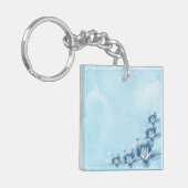 Blauer Blossom Akryllischer Schlüsselanhänger (Vorderseite links)