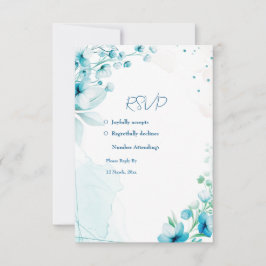 Blauer Blossom & Breeze Hochzeit RSVP Karte