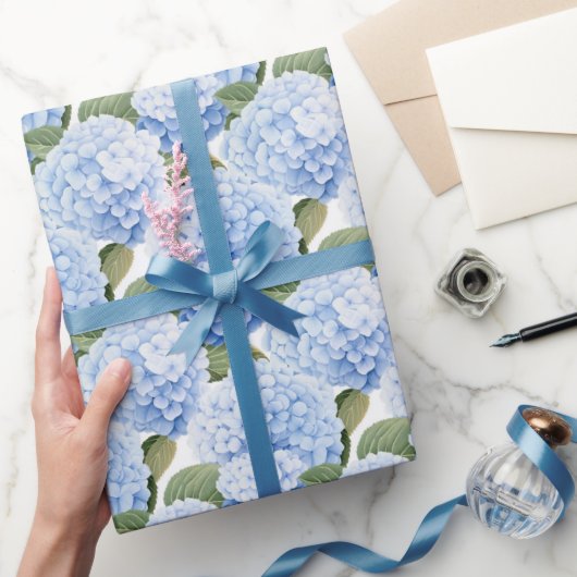 Blauer Blossom Burst Geschenkpapier (Schenken)
