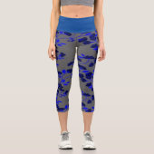 Blauer Blossom Capri Leggings (Vorderseite)