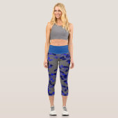 Blauer Blossom Capri Leggings (Vorderseite)