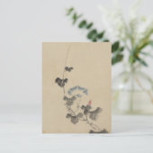 Blauer Blossom des Morgenglorys über Wein von Hoku Postkarte (Stehend Vorderseite)