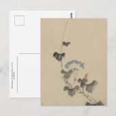 Blauer Blossom des Morgenglorys über Wein von Hoku Postkarte (Vorne/Hinten)