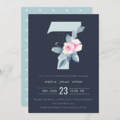 BLAUER BLUE BLUE BLURAL 7. ALTER GEBURTSTAG EINLADUNG (Vorne/Hinten)