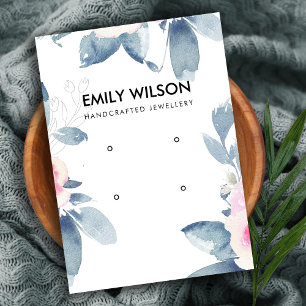 BLAUER BLUE BLUE FLORAL ZWEI EARRING DISPLAO LOGO VISITENKARTE