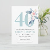 BLAUER BLUE BLUME 40. JEDES JAHR EINLADUNG (Stehend Vorderseite)