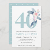 BLAUER BLUE BLUME 40. JEDES JAHR EINLADUNG (Vorne/Hinten)