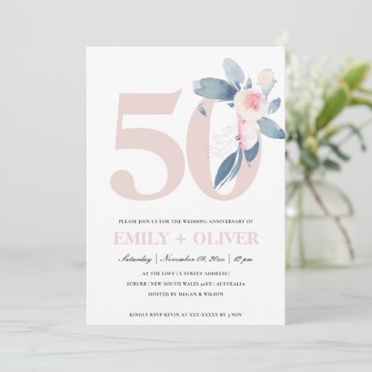 BLAUER BLUE FLÜSSE 50 JEDES JAHR EINLADUNG (Stehend Vorderseite)