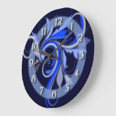 Blauer Blüh Große Wanduhr (Winkel)
