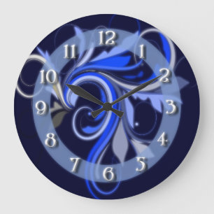 Blauer Blüh Große Wanduhr