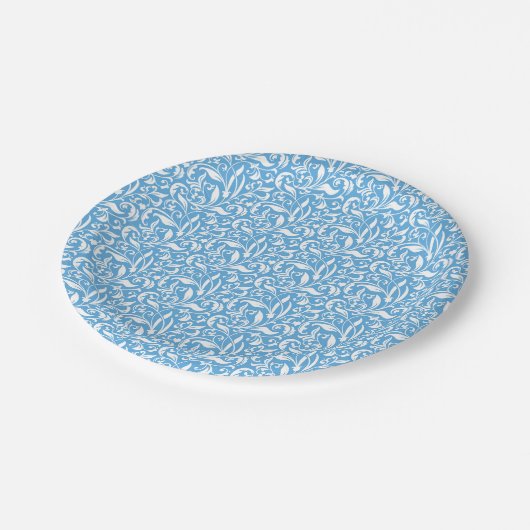 Blauer Blüh Pappteller (Schrägansicht)