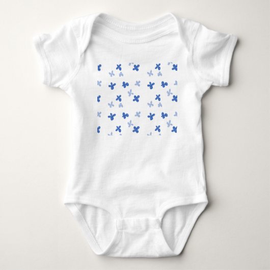 Blauer Blümchen Baby Strampler (Vorderseite)