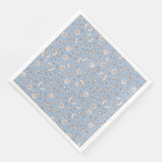 Blauer Blümchen Serviette (Ecke)