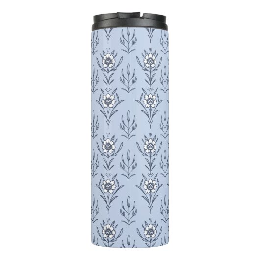 Blauer Blümchen Thermosbecher (Rückseite)