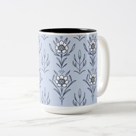 Blauer Blümchen Zweifarbige Tasse (VorderseiteRechts)