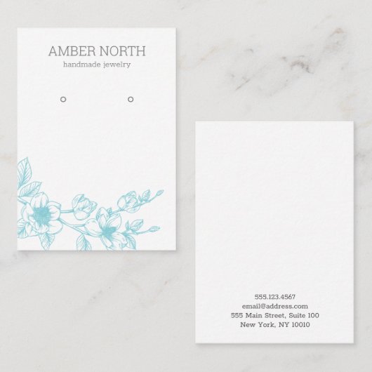 Blauer Blume Blossom Earring Display Card Visitenkarte (Vorne/Hinten)