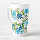 Blauer Blume Blossom Latte Tasse (Linke Ecke)