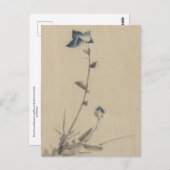 Blauer Blume Blossom und Bud am Ende eines Stalks Postkarte (Vorne/Hinten)