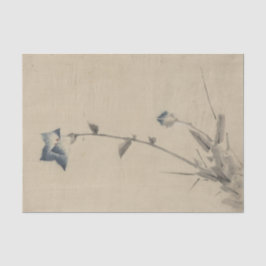 Blauer Blume Blossom und Bud am Ende eines Stalks Seidenpapier