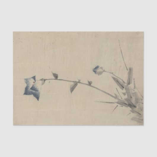Blauer Blume Blossom und Bud am Ende eines Stalks Seidenpapier (Vorderseite)