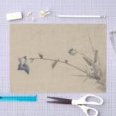 Blauer Blume Blossom und Bud am Ende eines Stalks Seidenpapier (Handwerk)