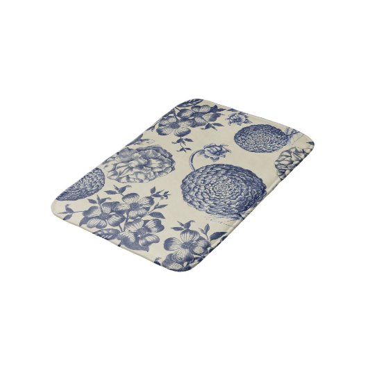 Blauer Blume Blumen Badematte (Schrägansicht)