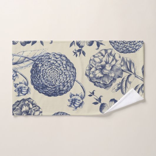 Blauer Blume Blumen Badhandtuch Set (Handtuch)