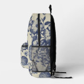 Blauer Blume Blumen Bedruckter Rucksack (Rechts)