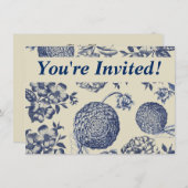 Blauer Blume Blumen Einladung (Vorne/Hinten)