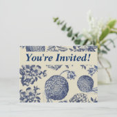 Blauer Blume Blumen Einladung (Stehend Vorderseite)