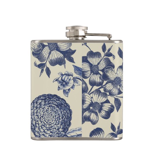 Blauer Blume Blumen Flachmann (Rückseite)