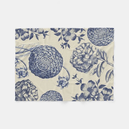 Blauer Blume Blumen Fleecedecke (Vorderseite (Horizontal))
