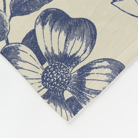 Blauer Blume Blumen Fleecedecke (Ecke)
