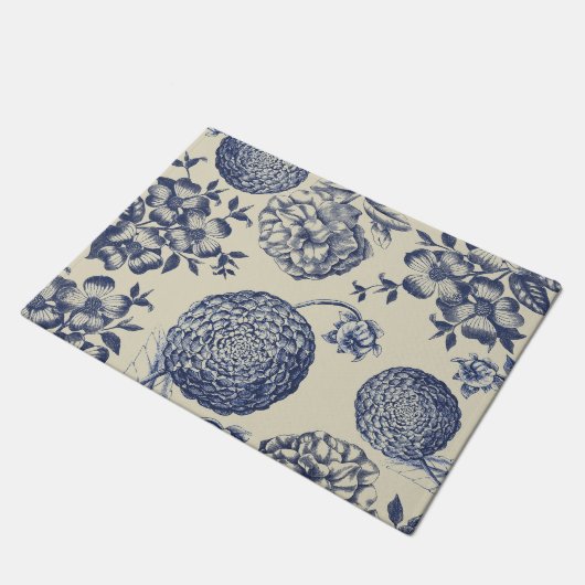 Blauer Blume Blumen Fußmatte (Schrägansicht)