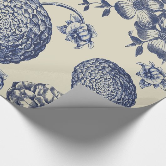 Blauer Blume Blumen Geschenkpapier (Ecke)