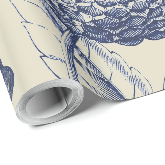 Blauer Blume Blumen Geschenkpapier (Rolleneckpunkt)