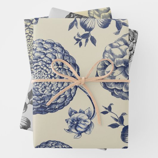 Blauer Blume Blumen Geschenkpapier Set (Beispiel)