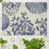 Blauer Blume Blumen Geschirrtuch (Gefaltet)