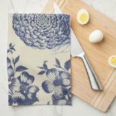 Blauer Blume Blumen Geschirrtuch (Viertel Falte)