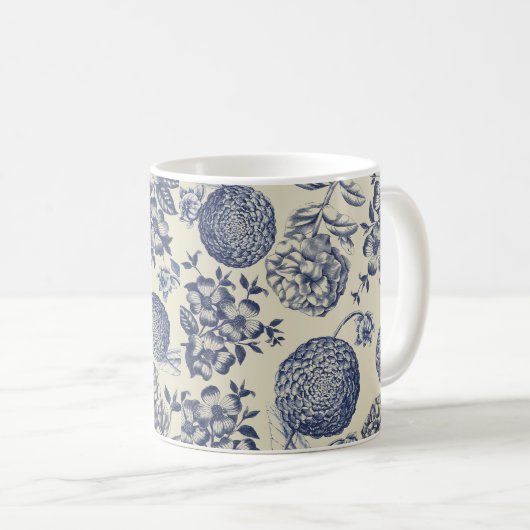 Blauer Blume Blumen Kaffeetasse (VorderseiteRechts)